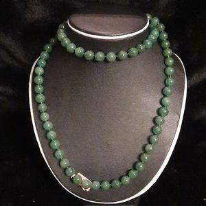 SALE.  Green Aventurine Beads Stainless Steel Necklace